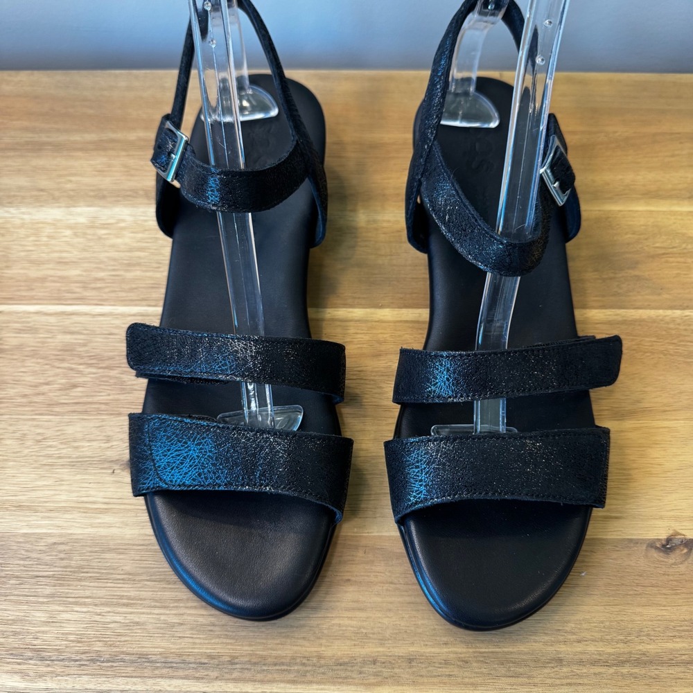 SAS Women 11 WW Black Metallic Leather Strappy Comfort Low Heel Sandals 2661881 - Picture 7 of 16